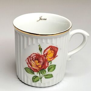 Original Bohemia Crown D JUNE Flower of The Month ROSE Mug Cup Czech Republik